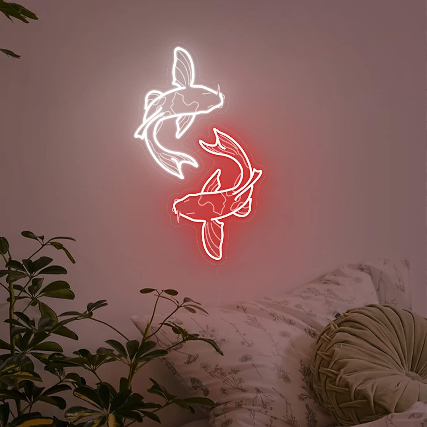 Japanese Lighting Decor - Letreiro Neon de Peixe Koi com