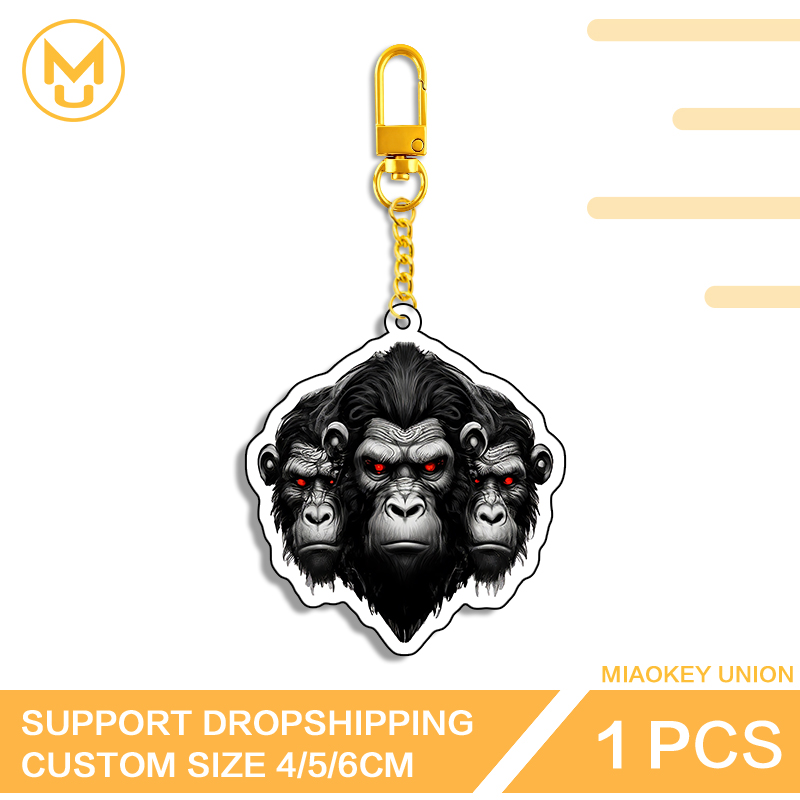 Union Lighting & Decor - Chaveiro com Três Cabeças de Chimpanzé,