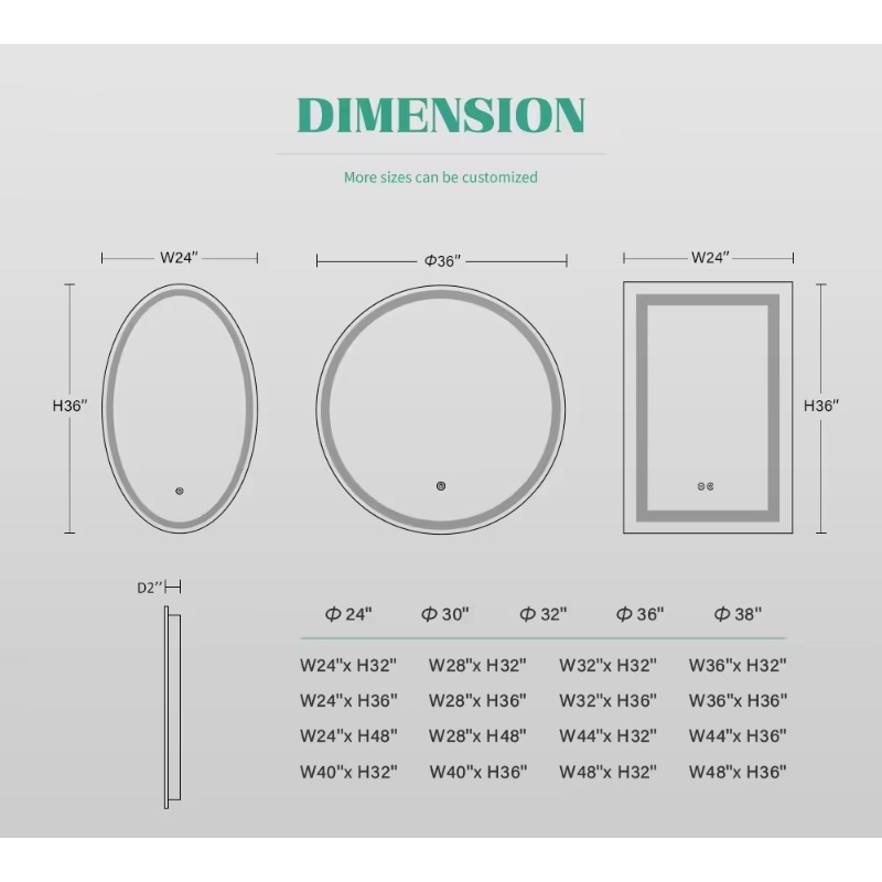 Espelho oval decorativo de LED - Home Decor Lighting Manufacturer avaliação e preço
